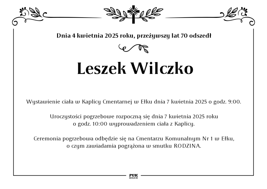 Leszek Wilczko - nekrolog